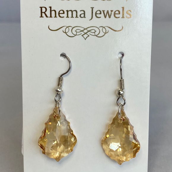 Rhema Jewels - Swarovski Golden Shadow Earrings - Picture 2 of 13